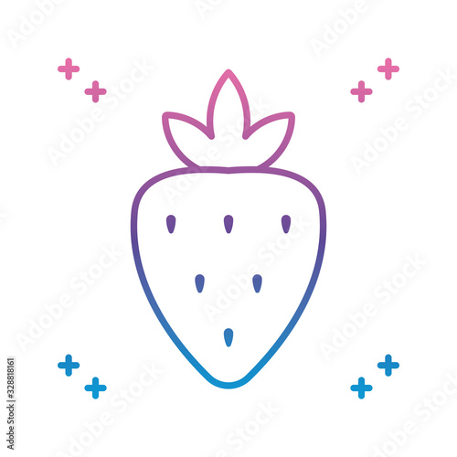strawberry fruit icon, gradient line style