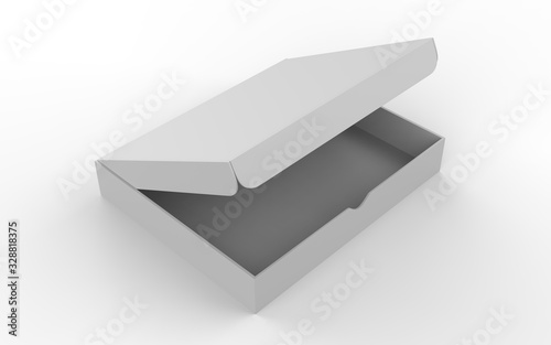 blank  open packaging box mock up isolated on white background. 3d illustration 