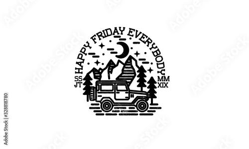 night wild holiday vector design with car