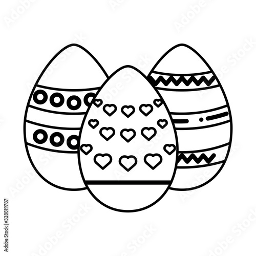 Easter eggs decorated on white background