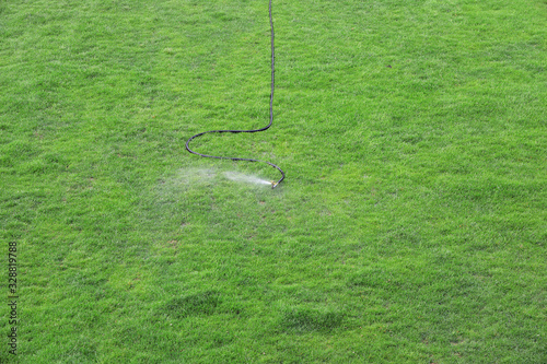 Sprinkler irrigation facilities in the lawn