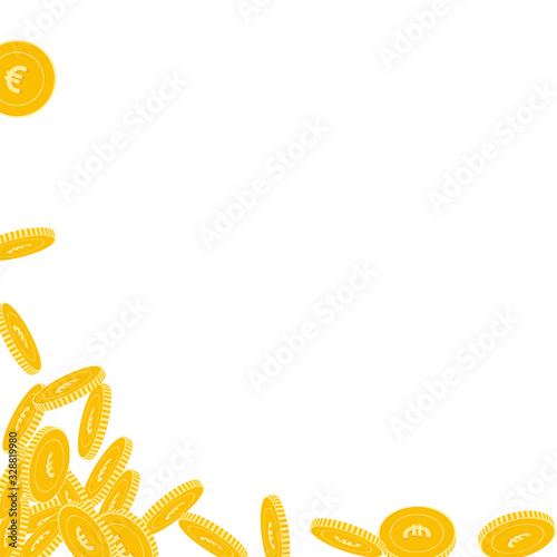 European Union Euro coins falling. Scattered big E