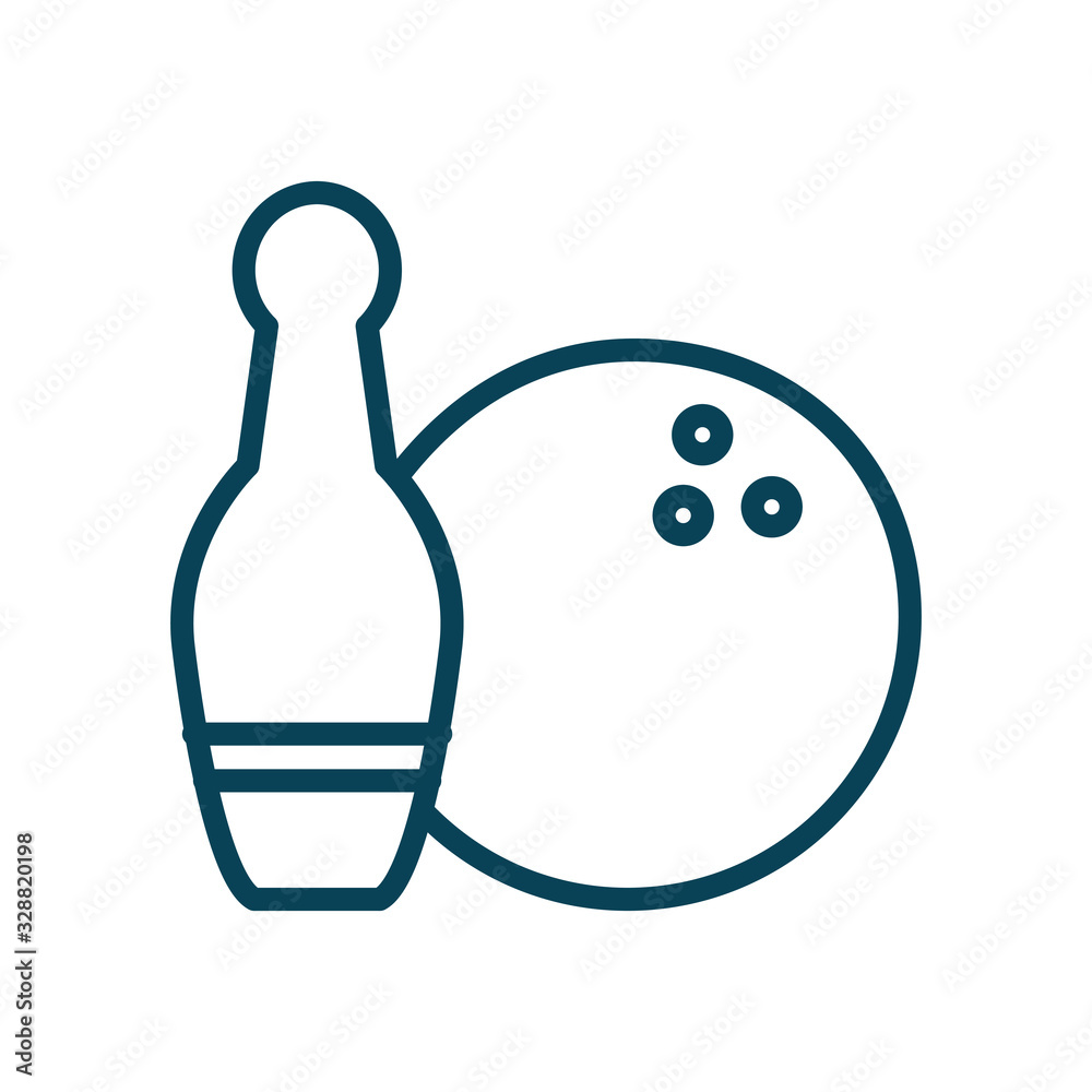 bowling pin and ball line style icon vector design bowling pin and ball line style icon vector design