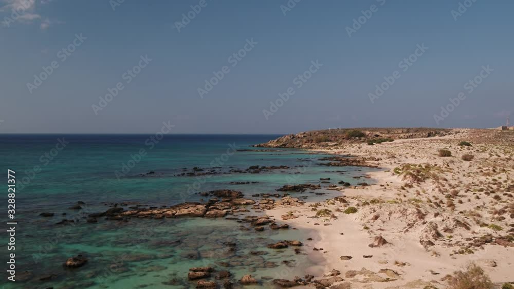 Elafonisi Crete Greece amazing peninsula, islet pink sand lagoon aearial shots Elafonisi Crete Greece amazing peninsula, islet pink sand lagoon aearial shots