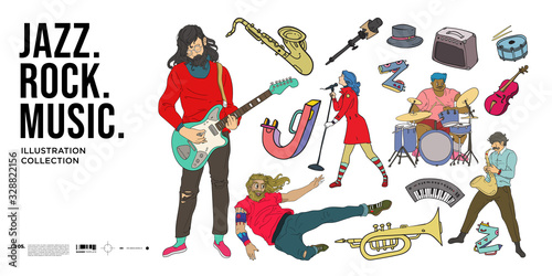 Photography vector illustration jazz music set for poster, event, promotion, and concert