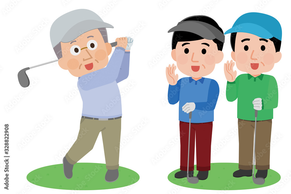ゴルフ　接待　男性　イラスト