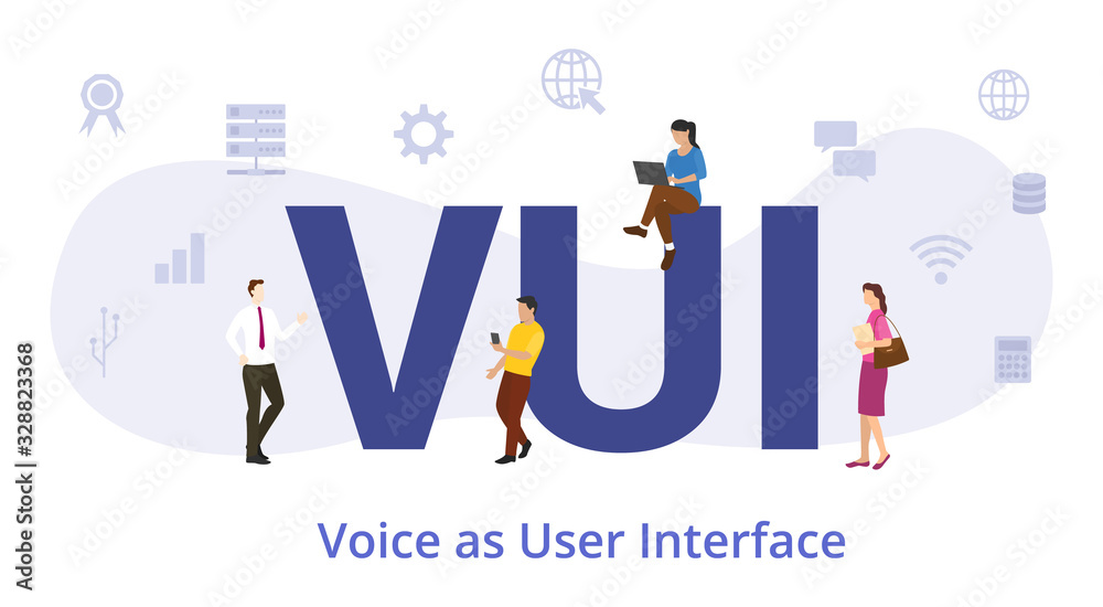 vui voice as user interface concept with big word or text and team people with modern flat style vui voice as user interface concept with big word or text and team people with modern flat style