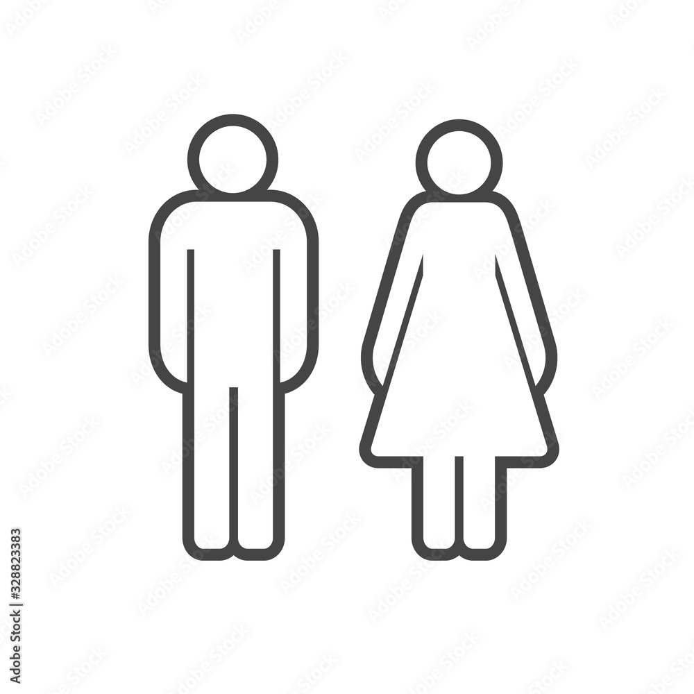WC, restroom vector line icon. Man and woman simple sign WC, restroom vector line icon. Man and woman simple sign
