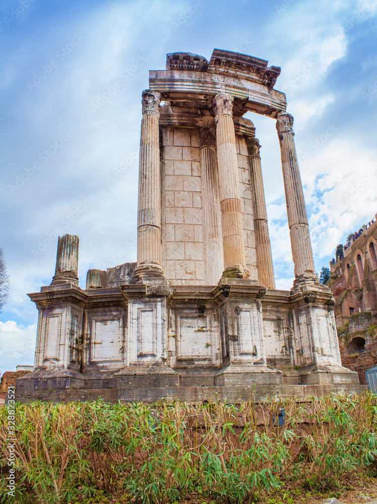 old ruins in Roman Forum, Rome city. Italy