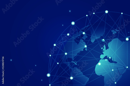 Global connection with line and dots network. business communication concept vector illustration