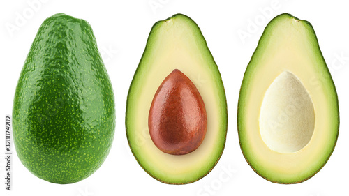 avocado isolated on white background, full depth of field, clipping path