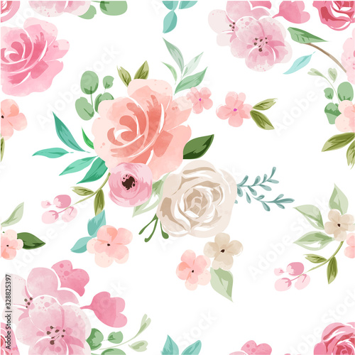 Fototapeta Seamless Watercolor Flower Illustration