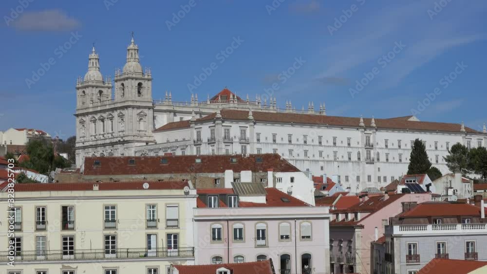 Historic old district Alfama in Lisbon, Portugal, zoom out view 4k Historic old district Alfama in Lisbon, Portugal, zoom out view 4k