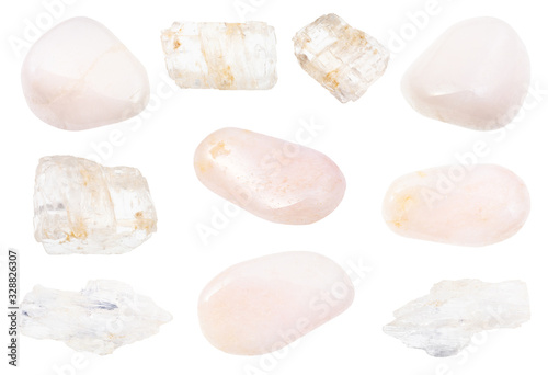 set of various Petalite (castorite) gemstones photo