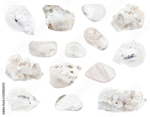 set of various colorless Rock-crystal gemstones
