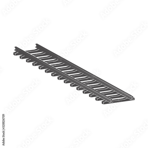 Rails with concrete sleepers for the railway icon in flat style.Vector illustration.