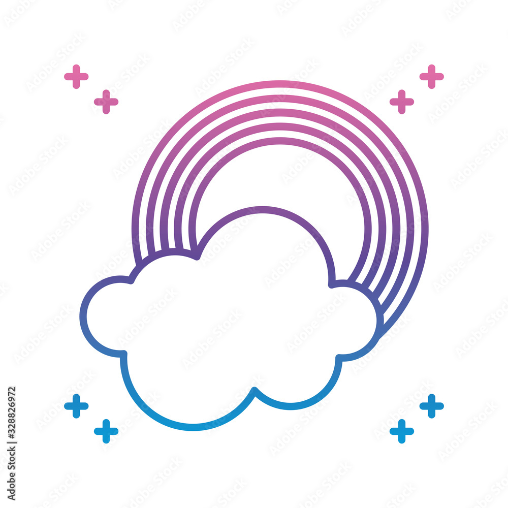 rainbow and cloud icon, gradient line style rainbow and cloud icon, gradient line style