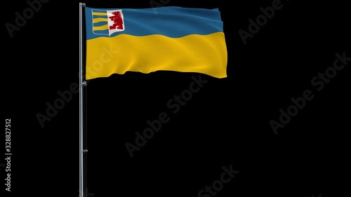 Zakarpattia Oblast isolate flag on a flagpole fluttering in the wind on a transparent background, 3d rendering, prores 4444 4k footage with alpha transparency photo