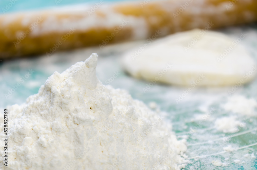 Close-up of making homemade baking from flour in the home kitchen. Close-up of making homemade baking from flour in the home kitchen.