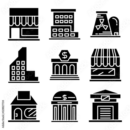 building and construction icons vector set