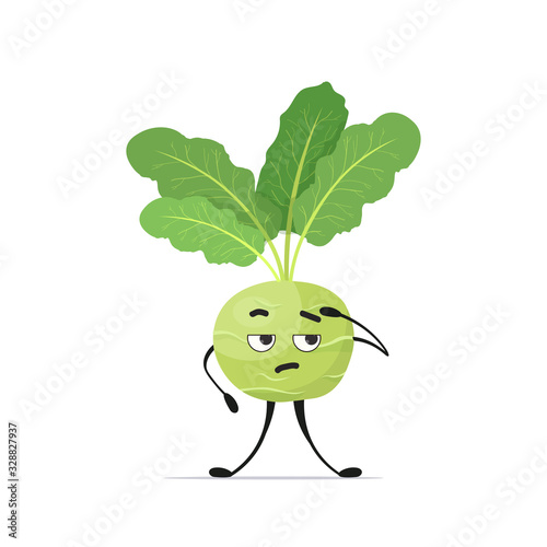cute kohlrabi character cartoon mascot vegetable healthy food concept isolated vector illustration
