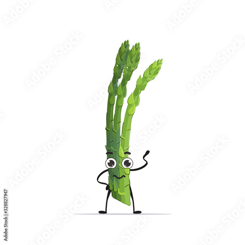 cute asparagus character cartoon mascot vegetable healthy food concept isolated vector illustration