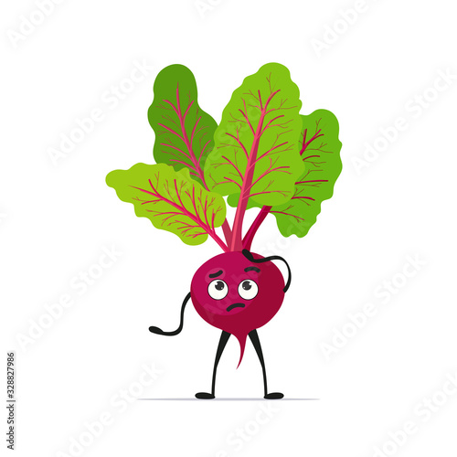 cute beet character cartoon mascot vegetable healthy food concept isolated vector illustration