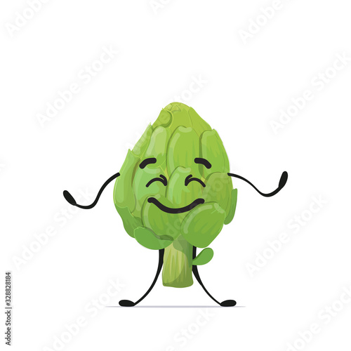 cute artichoke character cartoon mascot vegetable healthy food concept isolated vector illustration