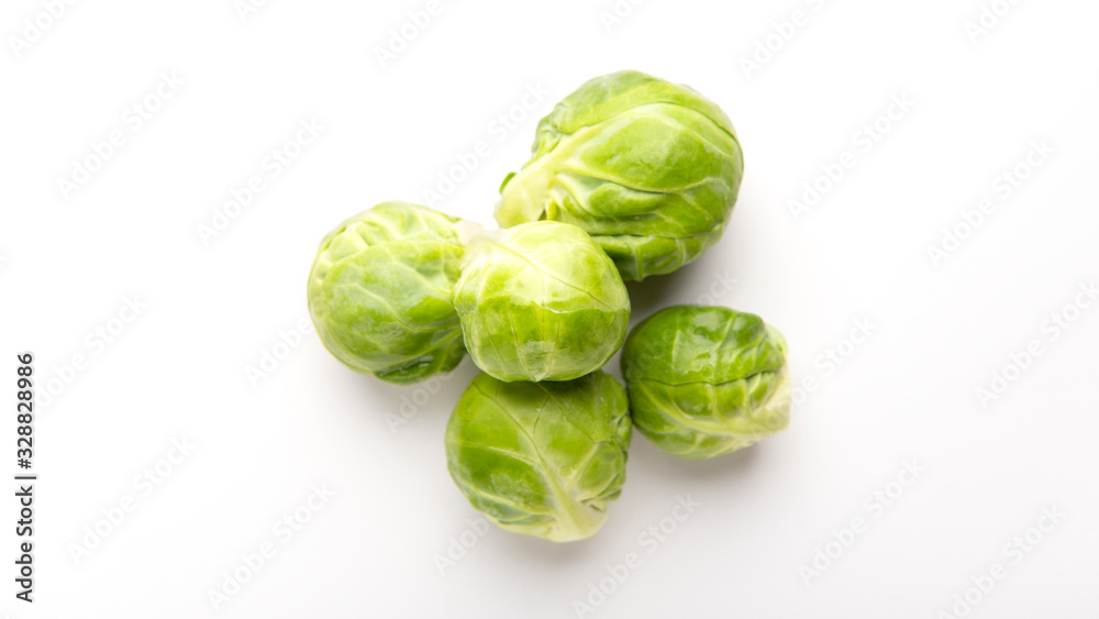 Brussels sprouts laid out in shape of flower Brussels sprouts laid out in shape of flower