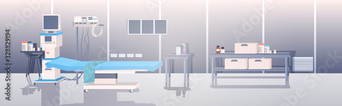 modern clinic intensive therapy room empty no people hospital ward interior horizontal vector illustration