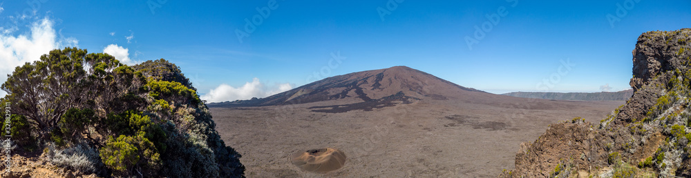 Beautiful panoramic view or Reunion island volcano