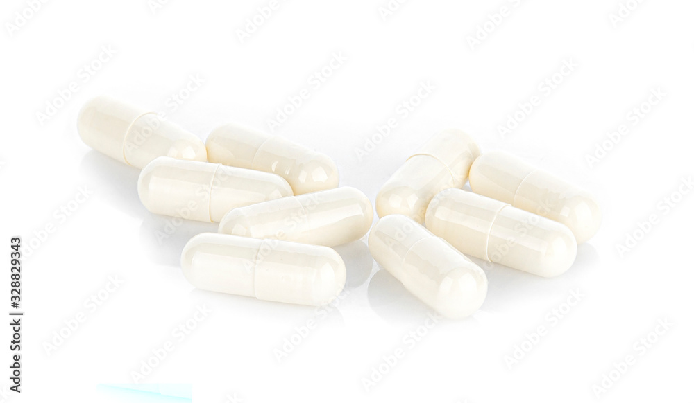 Capsule of medication isolated on white background Capsule of medication isolated on white background