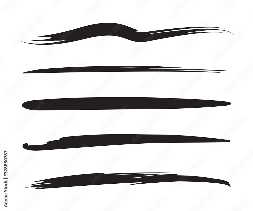 black brush stroke line vector set black brush stroke line vector set