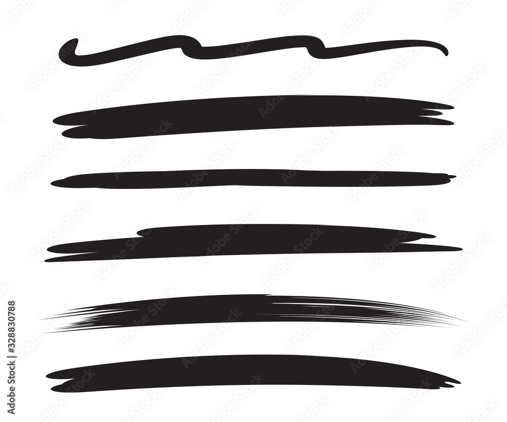 black brush stroke line vector set black brush stroke line vector set