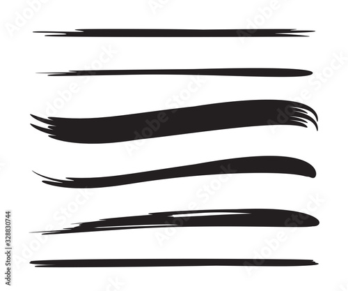 black brush stroke line vector set