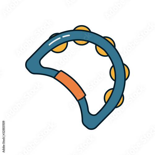 tambourine instrument line and fill style icon vector design