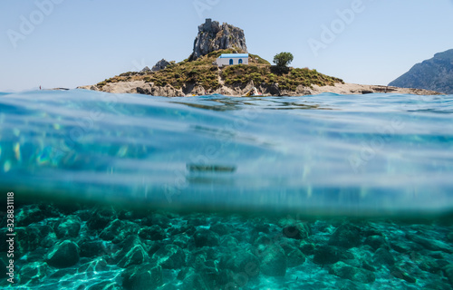 Kastri islet underwater shot in Kos island Greece