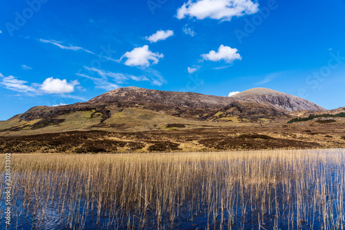 View of Loch Cill Chriosd - one of the most beautiful places in the world, with magnificent reed beds. It is located on the Isle of Skye, on the road to Elgol in the Highlands of Scotland. photo