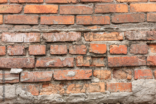 Old brickwork, sometimes damaged by time