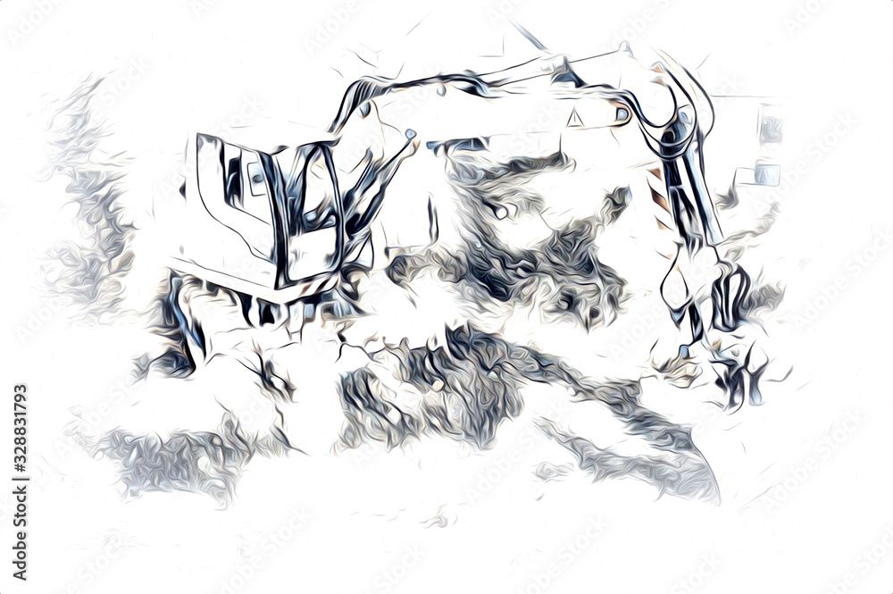 Naklejka Excavator illustration color isolated art work