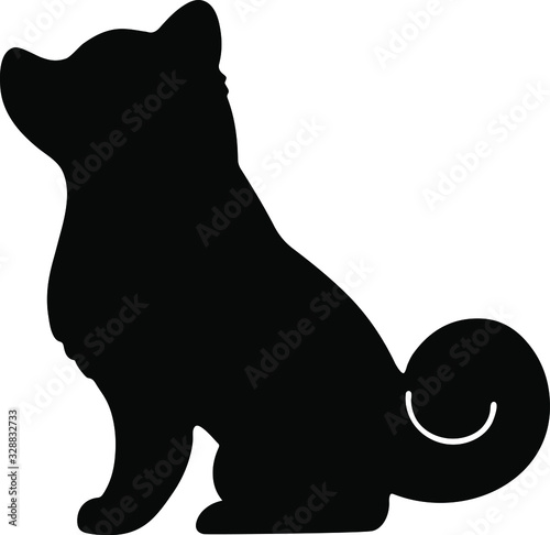 Silhouette of Shiba Inu sitting side view