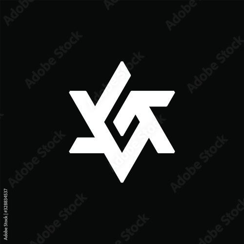 Initial letter G logo template with david star shape illustration in flat design monogram symbol
