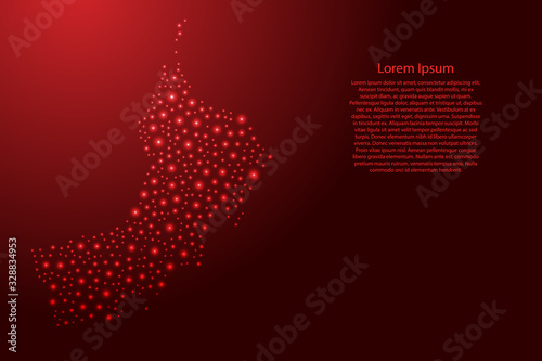 Oman map from red and glowing space stars abstract concept geometric shape. Vector illustration.