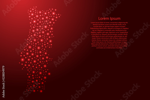 Portugal map from red and glowing space stars abstract concept geometric shape. Vector illustration.