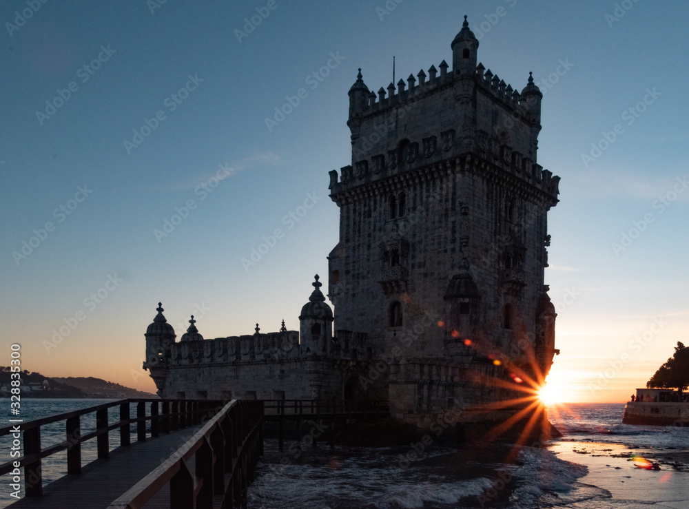 Tower of Belem at Sunset, Lisbon, Portugal