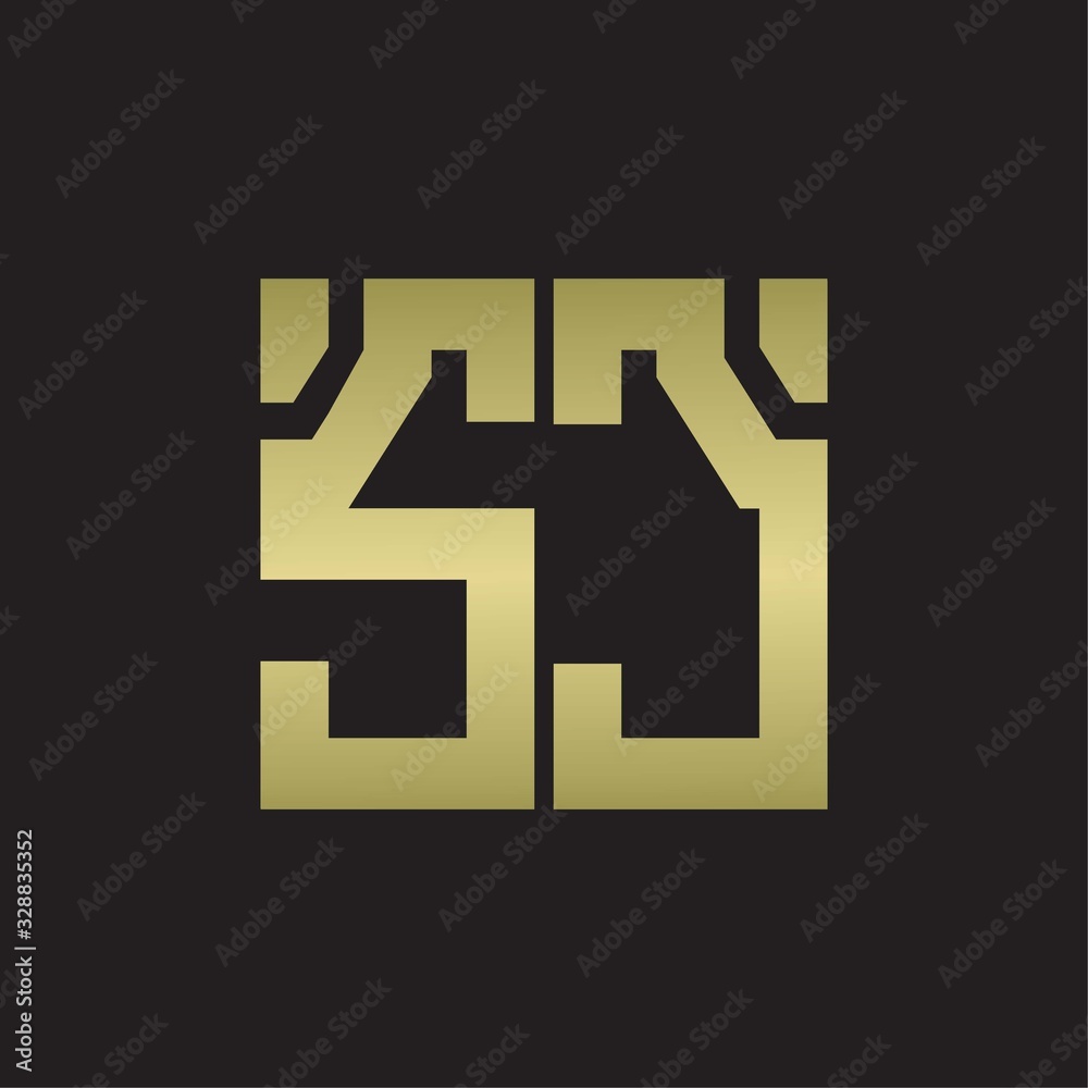 SC Logo with squere shape design template with gold colors SC Logo with squere shape design template with gold colors