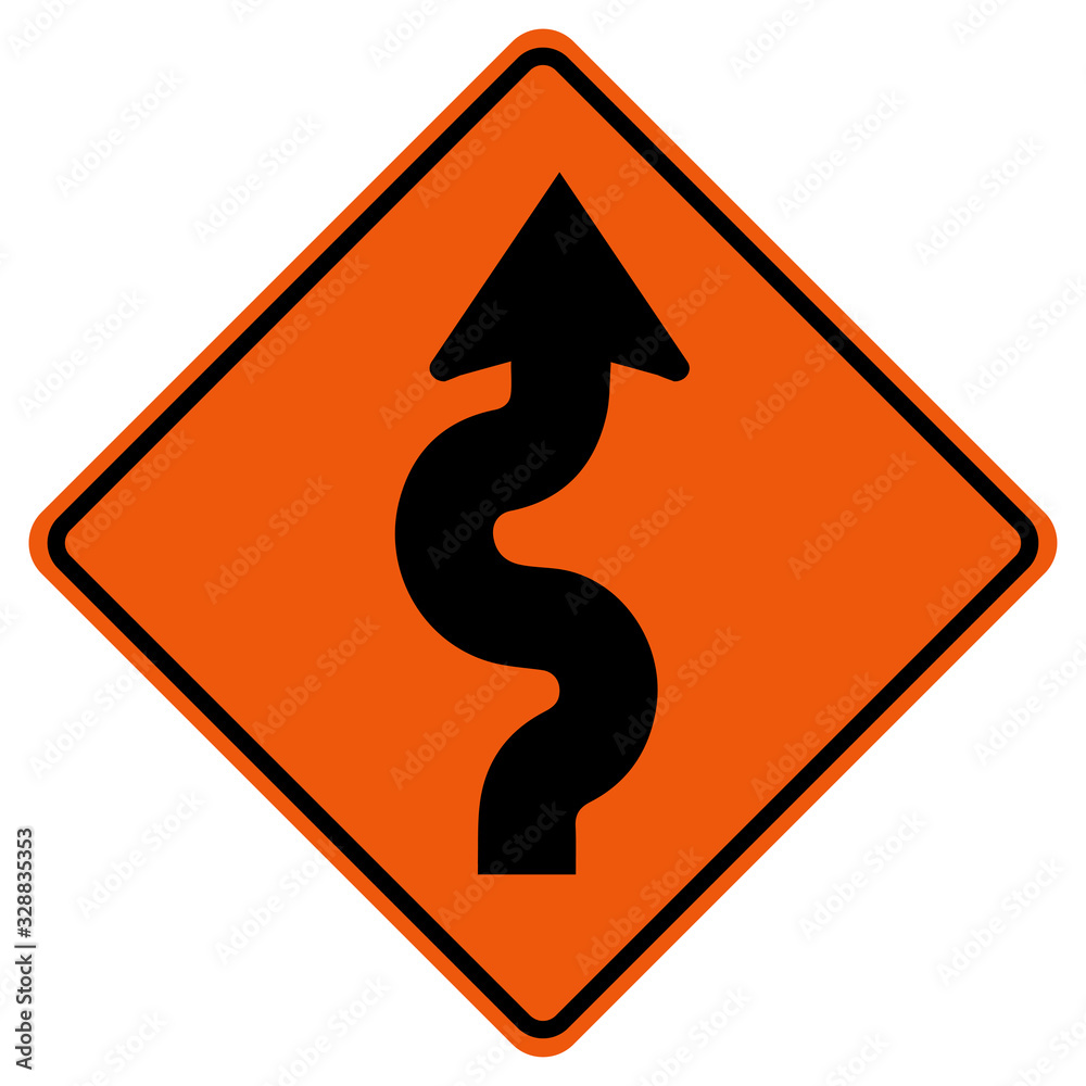 Winding Traffic Road Symbol Sign Isolate on White Background,Vector Illustration Winding Traffic Road Symbol Sign Isolate on White Background,Vector Illustration
