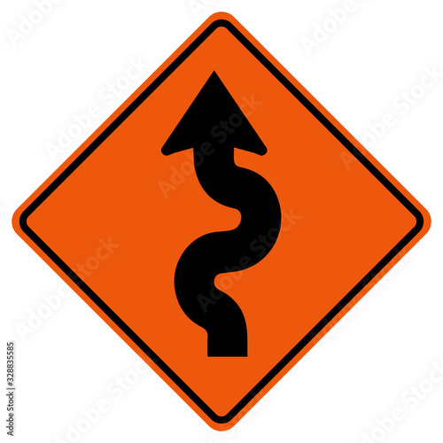 Winding Traffic Road Symbol Sign Isolate on White Background,Vector Illustration