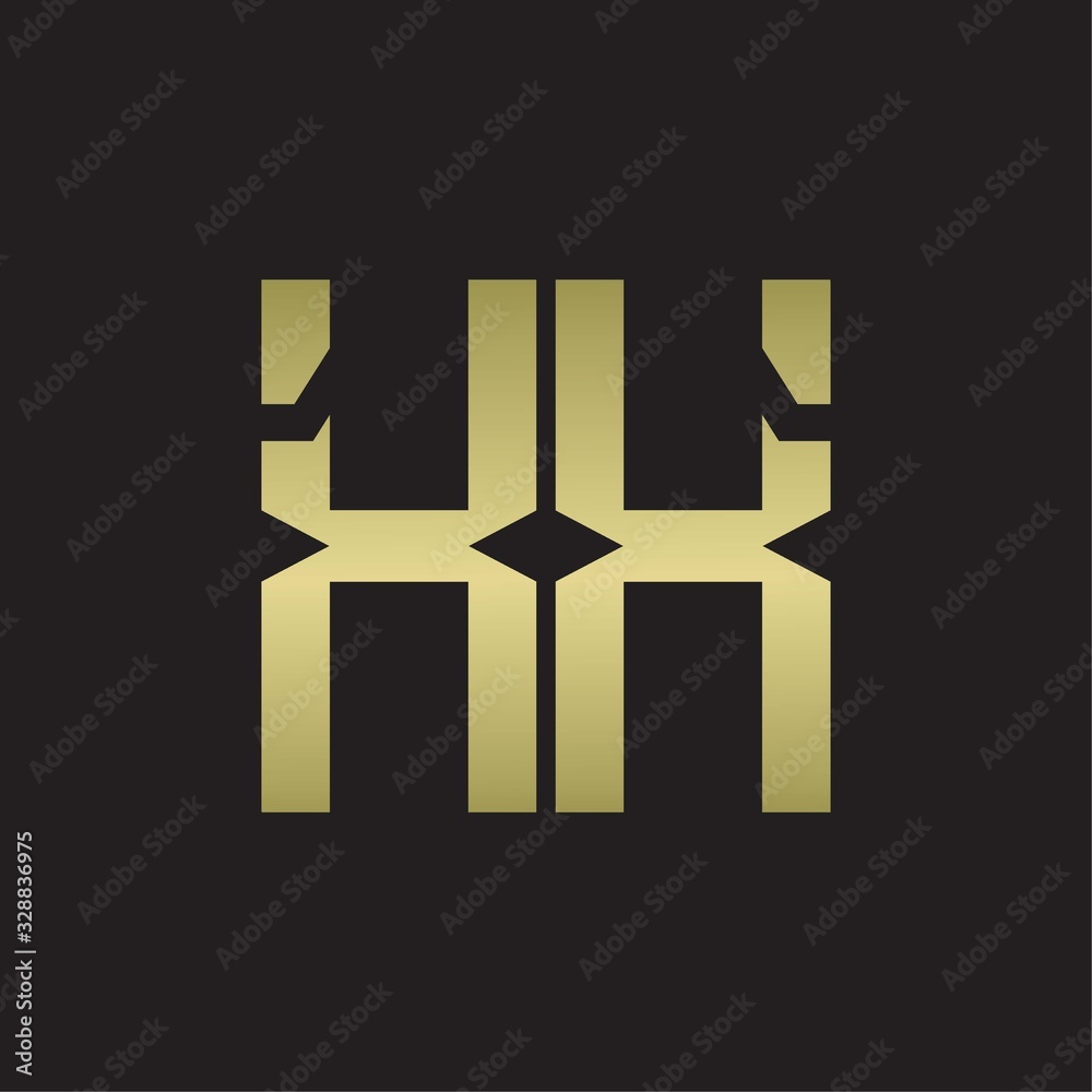 XX Logo with squere shape design template with gold colors XX Logo with squere shape design template with gold colors