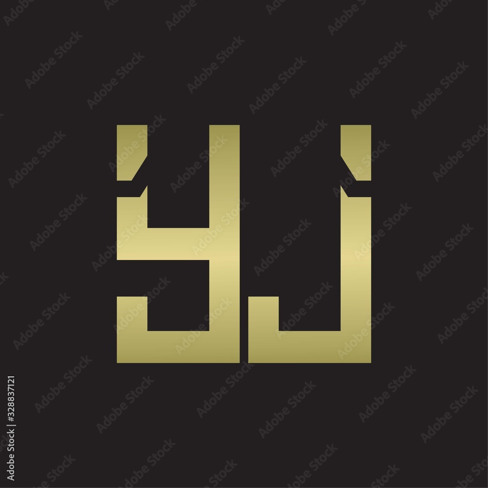 YJ Logo with squere shape design template with gold colors YJ Logo with squere shape design template with gold colors